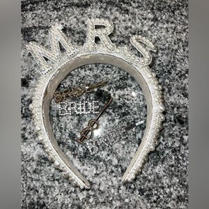 Pearl 'MRS' Headband and Bride Hair Clips Set